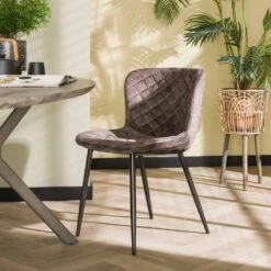 Valencia Eetkamerstoel Velvet - Stof - Taupe -VIDAXL Winkel 1000095327 0102