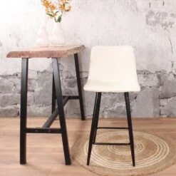 DS4U® Gaby Barkruk 65cm - Stof - Wit -VIDAXL Winkel 1000096495 0102