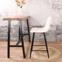 DS4U® Gaby Barkruk 65cm - Stof - Wit -VIDAXL Winkel 1000096495 0103