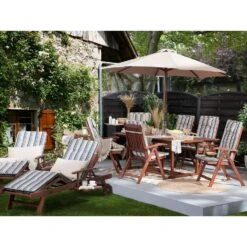 Beliani Tuinligstoel MARLBORO / JAVA / TOSCANA - Donkere Houtkleur Acaciahout -VIDAXL Winkel 1000096765 0103