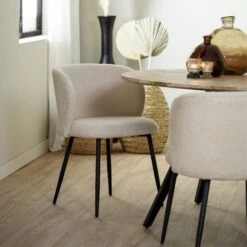 Elyna Eetkamerstoel Teddy - Stof - Taupe -VIDAXL Winkel 1000096978 0101