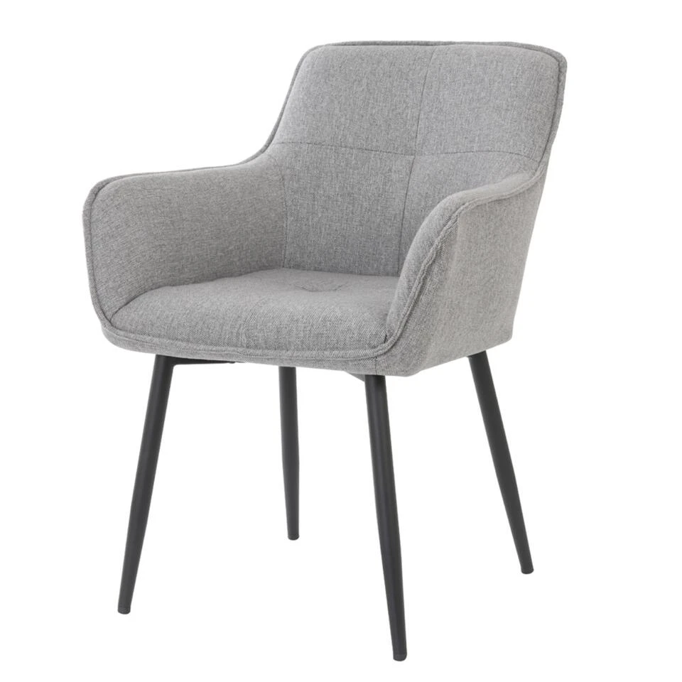 Emily Eetkamerstoel - Stof - Grijs 1 Emily Eetkamerstoel - Stof - Grijs