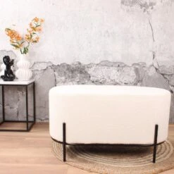 DS4U® Torben Hocker Duo - Stof - Wit -VIDAXL Winkel 1000098385 0103