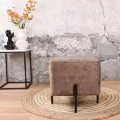 DS4U® Jorg Hocker 36x36x38cm - Stof - Bruin -VIDAXL Winkel 1000098394 0102