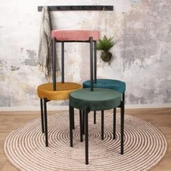 DS4U® Mika Velvet Kruk - Stof - Roze -VIDAXL Winkel 1000098397 0103