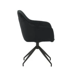 Eetkamerstoel Met Armleuning Steffie Velvet Zwart - Stof - Zwart -VIDAXL Winkel 1000098768 0103