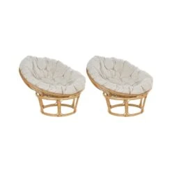 SALVO - Fauteuil Set Van 2 - Lichtbeige - Rotan