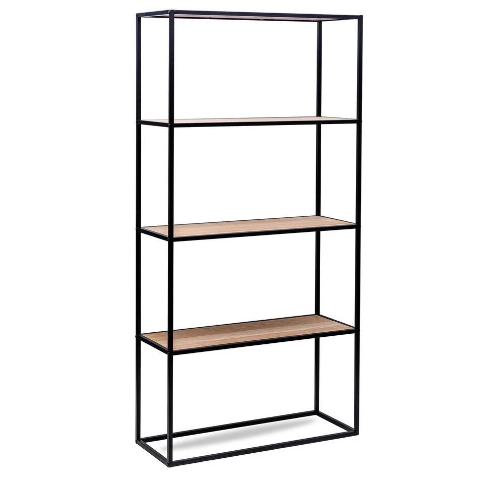 Etagère In Industriële Stijl Met 4 Niveaus Van Hout En Zwart Metaal 1 Etagère In Industriële Stijl Met 4 Niveaus Van Hout En Zwart Metaal