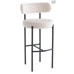 Set Van 2 Metalen Barkrukken Met Witte Lussen