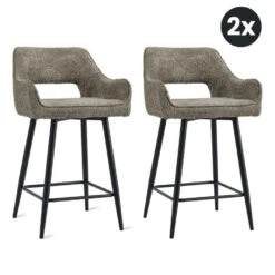2x Barkruk Ray - Stof Taupe (Set Van 2)