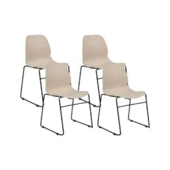 PANORA - Eetkamerstoel Set Van 4 - Beige - Plastic