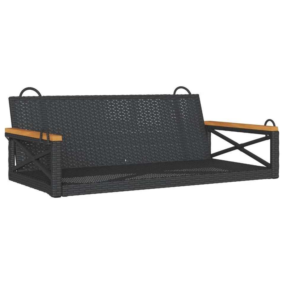 VidaXL - Schommelbank - Zwart - Poly Rattan - 62 X 109 X 40 Cm 1 VidaXL - Schommelbank - Zwart - Poly Rattan - 62 X 109 X 40 Cm