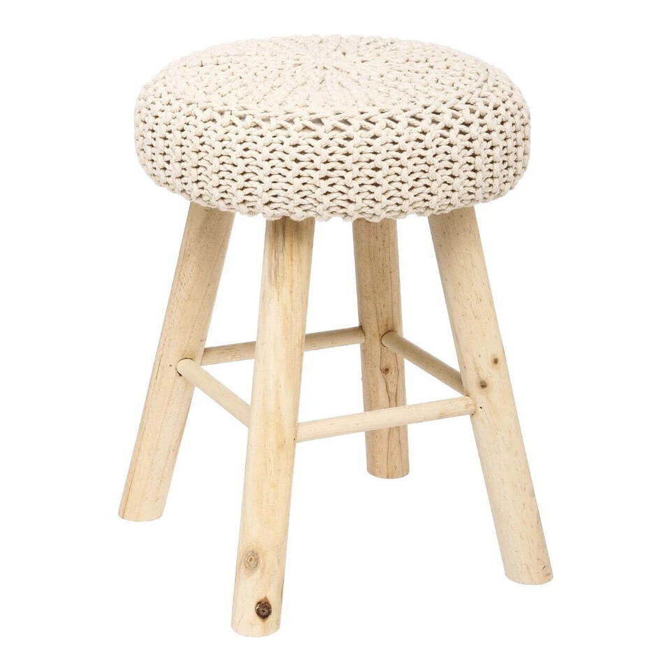 Atmosphera Ribcord Krukje - Beige - Hout/stof - D31 X H43 Cm 1 Atmosphera Ribcord Krukje - Beige - Hout/stof - D31 X H43 Cm