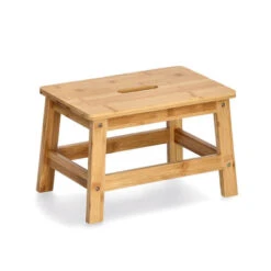 Merkloos Zeller Voetenbankje/krukje - Bamboe - 38 X 26 X 25 Cm - Opstapje