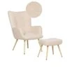 VEJLE II - Fauteuil Met Hocker - Beige - Bouclé -VIDAXL Winkel 1000138240