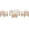 CERRETO - Loungeset 4-zits - Wit - Bamboehout -VIDAXL Winkel 1000140260