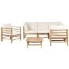 CERRETO - Loungeset 6-zits Hoekbank - Wit - Bamboehout -VIDAXL Winkel 1000140269
