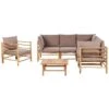 CERRETO - Loungeset 6-zits Hoekbank - Taupe - Bamboehout -VIDAXL Winkel 1000140275
