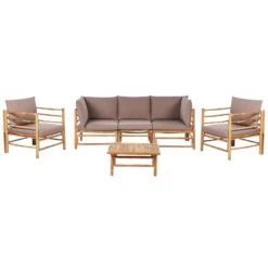 CERRETO - Loungeset 5-zits - Taupe - Bamboe