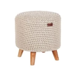 MARDAN - Voetenbank - Beige - 40 X 40 X 40 Cm - Katoen