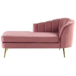 ALLIER - Chaise Longue - Roze - Rechterzijde - Fluweel