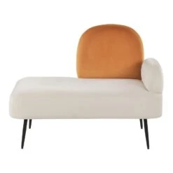 ARCEY - Chaise Longue - Wit/Oranje - Fluweel