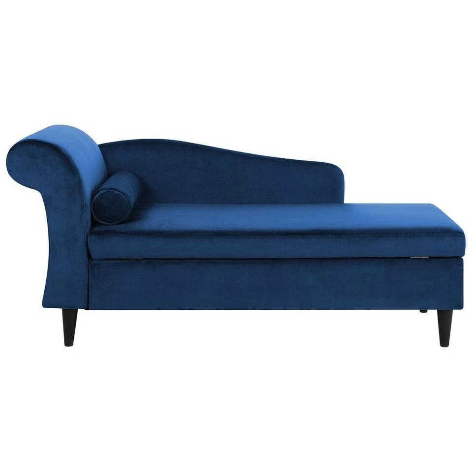 LUIRO - Chaise Longue - Blauw - Linkerzijde - Fluweel 1 LUIRO - Chaise Longue - Blauw - Linkerzijde - Fluweel