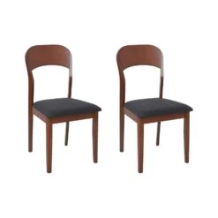 ALVIN - Eetkamerstoel Set Van 2 - Zwart - Hout