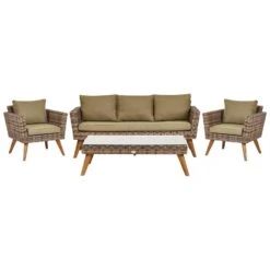 VITTORIA XL - Loungeset Voor 5 - Olijfgroen - PE Rotan