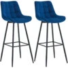 CLP Set Van 2 Barkruk Dartford Mat Zwart Frame - Fluweel - Blauw -VIDAXL Winkel 1000146547