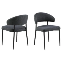 Eetkamerstoel Grijs - Zithoogte 47,5cm - Catania - Set Van 2