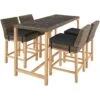 Tectake Wicker Bartafel Lovas Met 4 Stoelen Latina, Natuur -VIDAXL Winkel 1000156063
