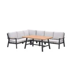 Elati Lounge-dining Hoekset-5-delig-c.black - Sand - Light Teaklook