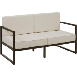 Tectake - Tuin-loungebank Comosa, 2-zits, Ultradikke Kussens, Bruin / Beige