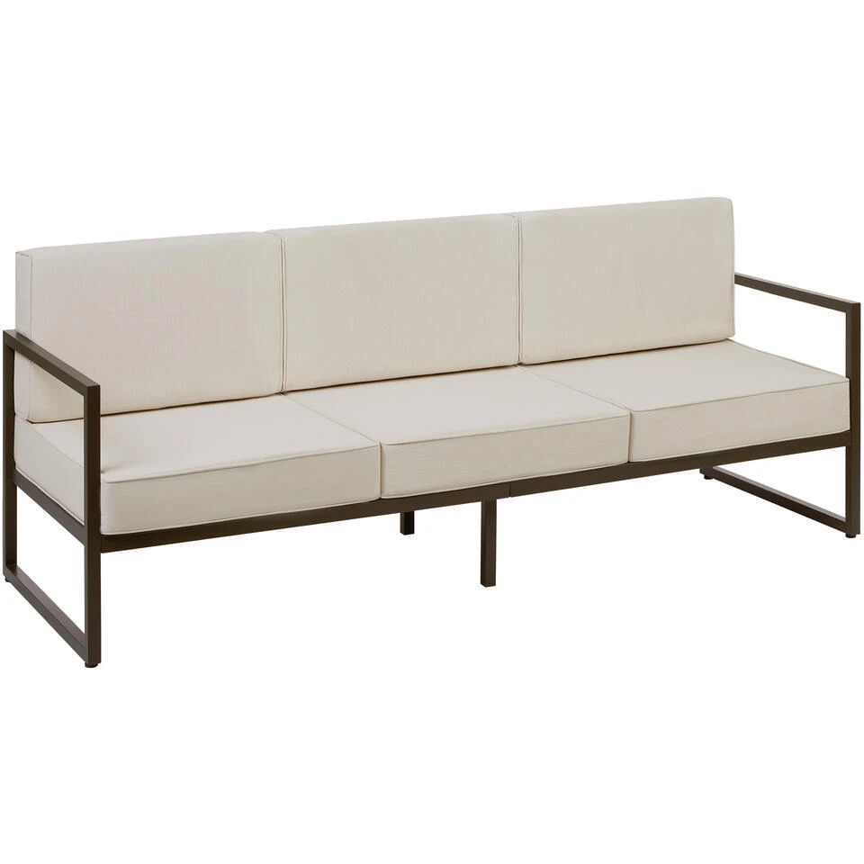 Tectake - Tuin-loungebank Comosa, 3-zits, XXL Kussens, Bruin / Beige 1 Tectake - Tuin-loungebank Comosa, 3-zits, XXL Kussens, Bruin / Beige