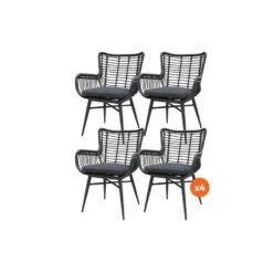 VDG Set Van 4 - Jasmine Dining Tuinstoel - Black