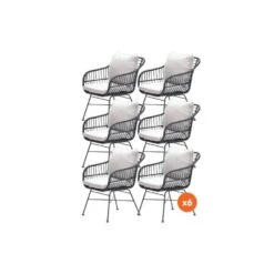 Set Van 6 - Garden Impressions Margriet Tuinstoel - Zwart/Zand