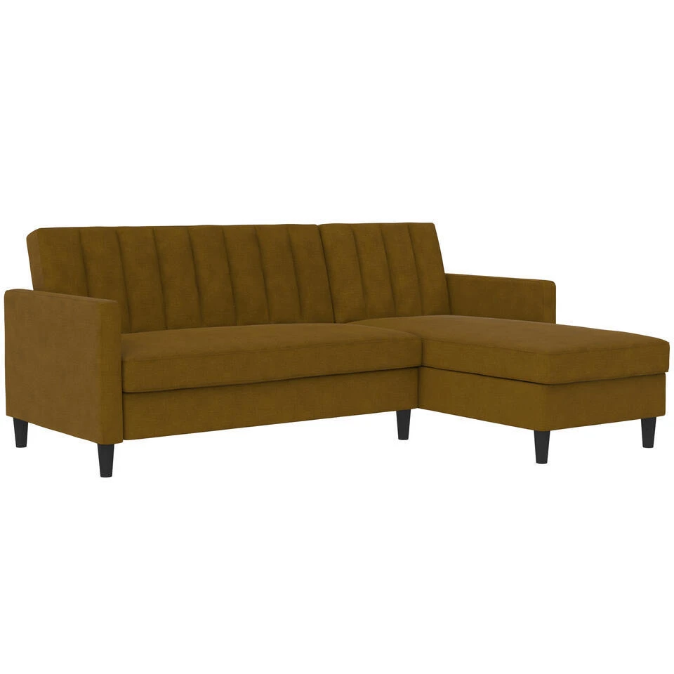 Celine - 3-zits Hoekslaapbank In Curry Stof 1 Celine - 3-zits Hoekslaapbank In Curry Stof