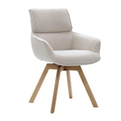 Eetkamerstoel Beige Stof - 57x65x86cm - Zithoogte 49cm - Else - Set Van 2