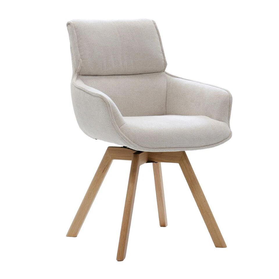 Eetkamerstoel Beige Stof - 57x65x86cm - Zithoogte 49cm - Else - Set Van 2 1 Eetkamerstoel Beige Stof - 57x65x86cm - Zithoogte 49cm - Else - Set Van 2