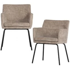 WOOOD Kam Eetkamerstoelen - Polyester - Zand - Set Van 2