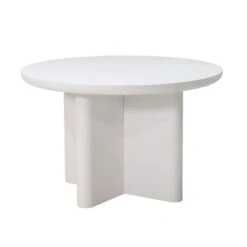 Tuintafel Rond 120cm - Wit Betonlook - Acryl Coating - Miso