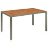 VidaXL - Tuintafel Met Houten Blad - Grijs - Poly Rattan - 150 X 90 X 75 Cm -VIDAXL Winkel 1000163040