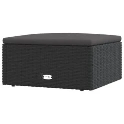 VidaXL - Voetensteun - Zwart - Poly Rattan - Met Kussen