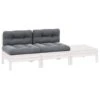VidaXL - Loungeset - Wit - Grenenhout - 3 Stuks - Met Kussens -VIDAXL Winkel 1000163275