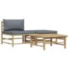 VidaXL - Loungeset - Donkergrijze - Bamboe - 3 Stuks - Met Kussens -VIDAXL Winkel 1000163298