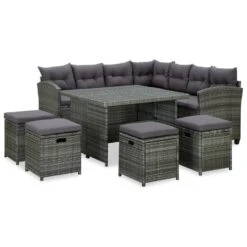 VidaXL - Tuinloungeset - Grijs - Poly Rattan - 6 Stuks - Met Kussens