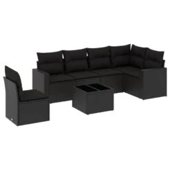 VidaXL - Loungeset - Zwart - Poly Rattan - 7 Stuks - Met Kussens