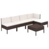 VidaXL - Loungeset - Bruin - Poly Rattan - 6 Stuks - Met Kussens