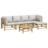 VidaXL - Loungeset - Lichtgrijs - Bamboe - 6 Stuks - Met Kussens -VIDAXL Winkel 1000163529